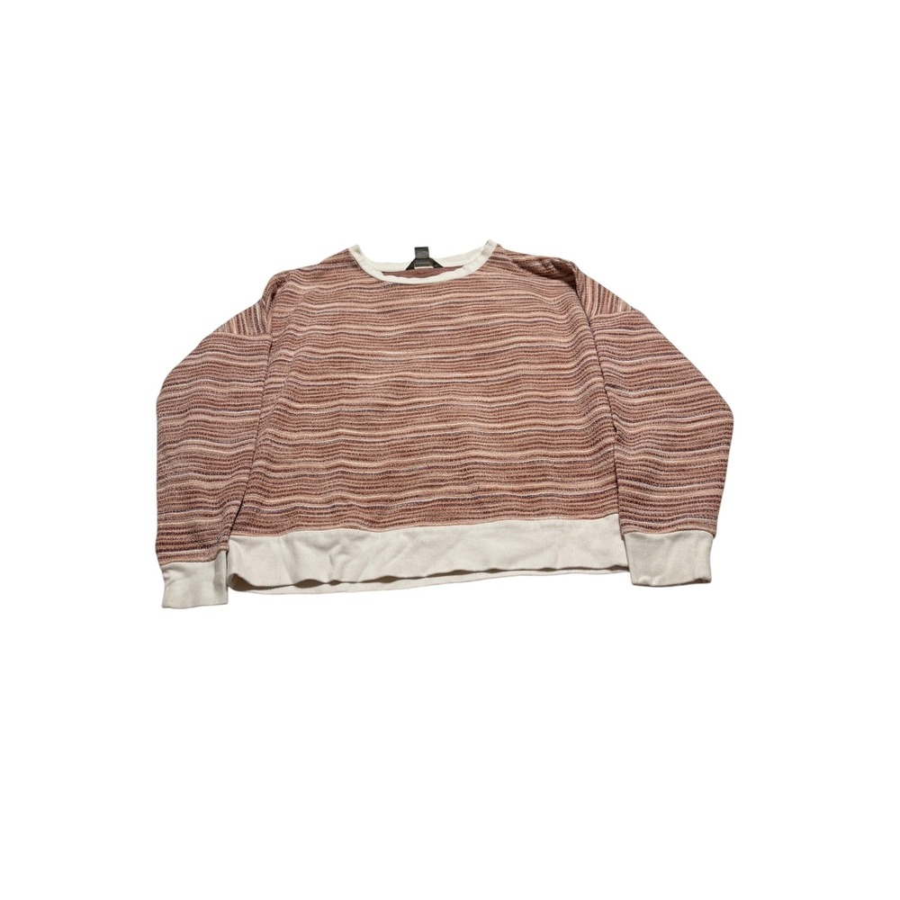 Natural Reflections Striped Pullover Sweatshirt Rust Mauve Crew Neck Large